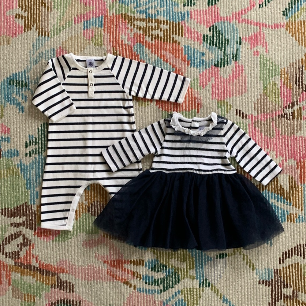 Petit Bateau His & Hers Striped Outfits 6 months